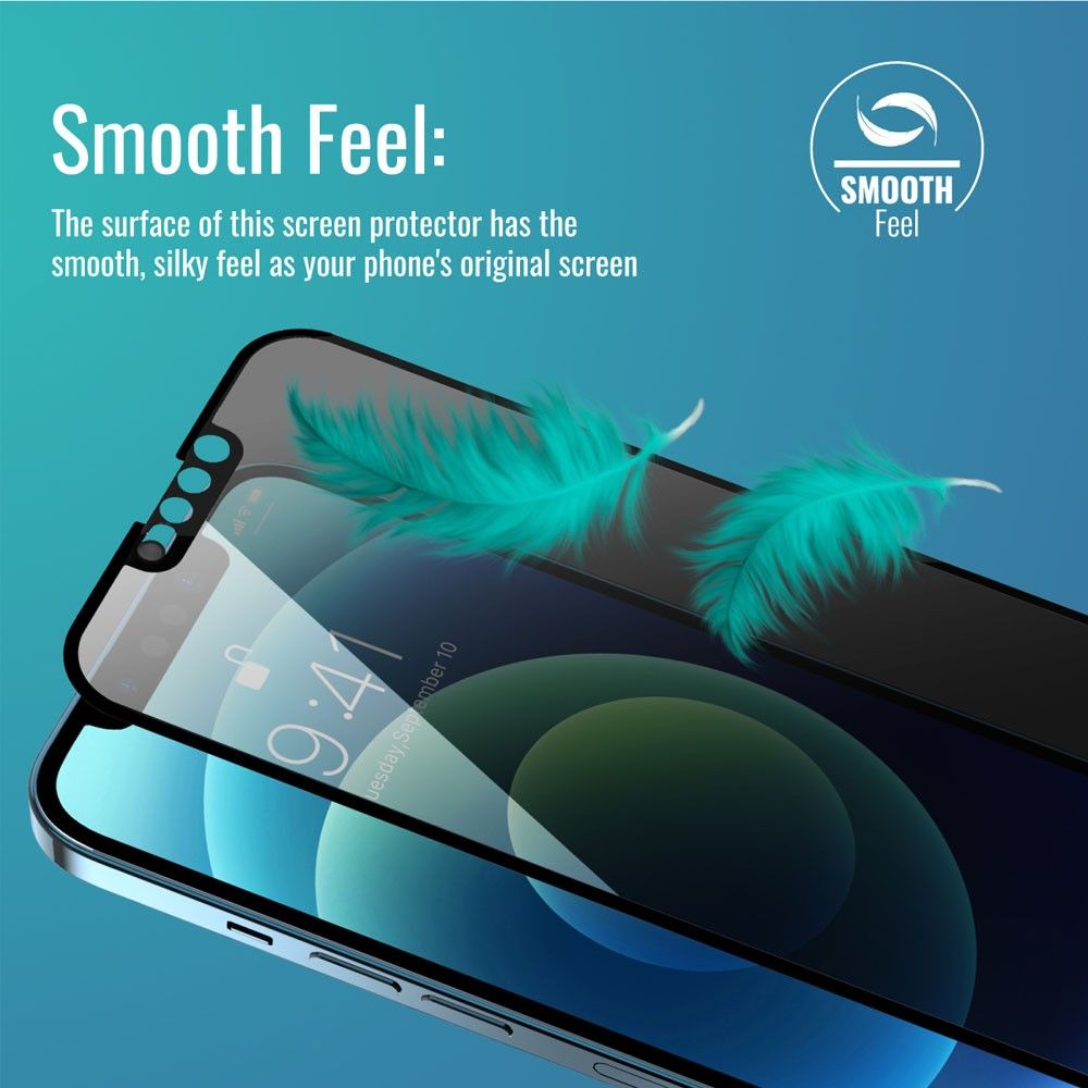 Promate Spyshield-I13MAX Matte Privacy Screen Protector for iPhone 13 Pro Max, Black — view 2