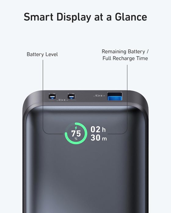 Anker Power Bank, 533, Power IQ 3.0 Portable Charger With PowerCore 30W Max Output, 10,000mAh Battery Pack, Black - AN.A1256H11.BK (UAE Delivery Only)