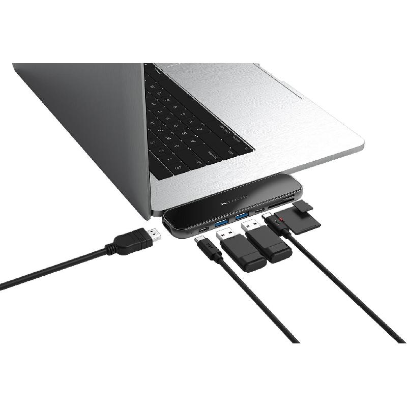 FeelTek Jet Glass (Dual USB-C) Multi-port Station 7 Port (2X USB 3.0/USB-C/HDMI/SD/MICRO SD/Thunderbolt 3) — view 3