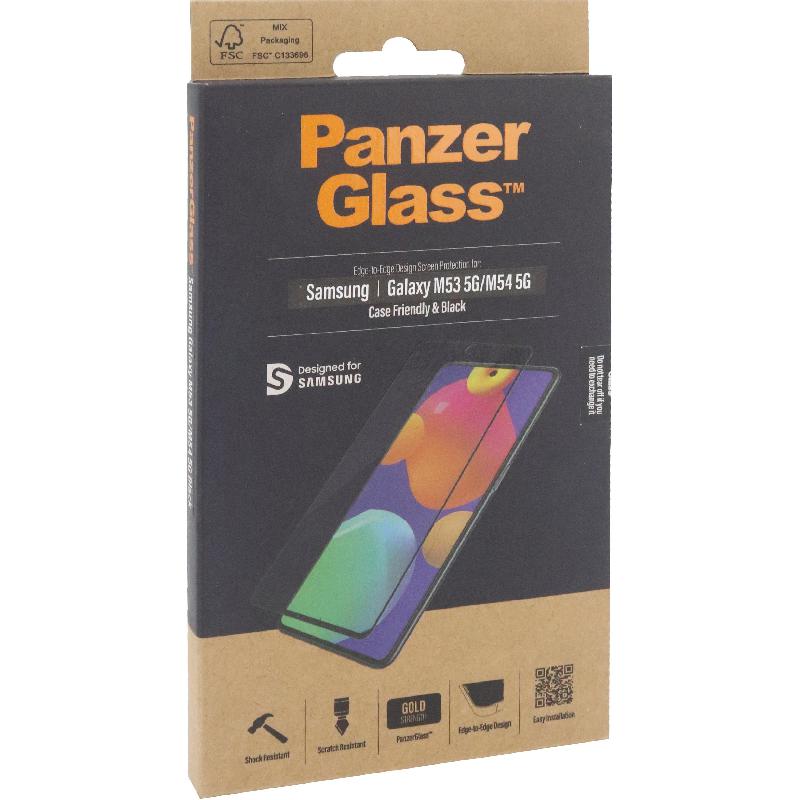 PanzerGlass Tempered Glass, Edge-to-Edge, Black Case Friendly Smartphone Screen Protector for Samsung Galaxy M54 5G