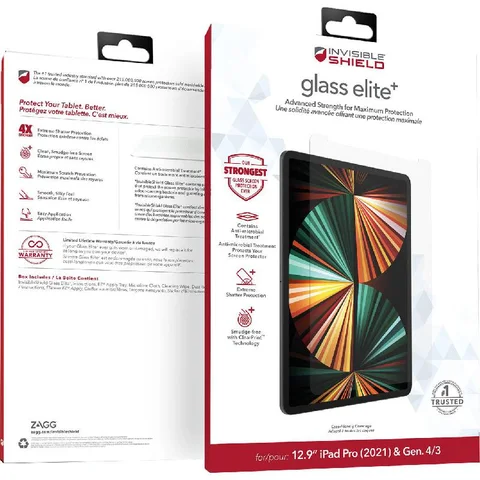Zagg Invisible Shield iPad Screen Protector for iPad Pro 12.9 - 2021/iPad Pro 12.9 - 2020/iPad Pro 12.9 - 2018