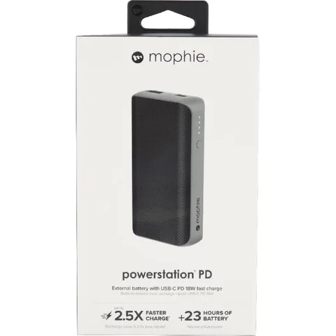 Mophie Powerstation PD Power Bank Charger Fast Battery Charging 6700 mAh Dual USB (USB (QC 3.0)/USB-C I/O)