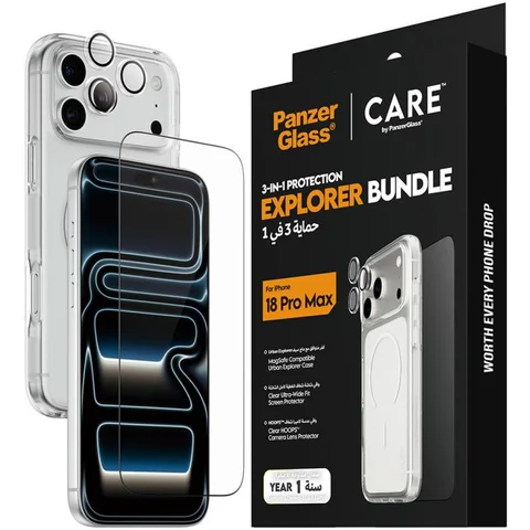 PanzerGlass 3-in-1 Pack Urban Explorer MagSafe Case, UWF Screen Protector + Hoops Camera Lens Protector Smartphone Case Bundle