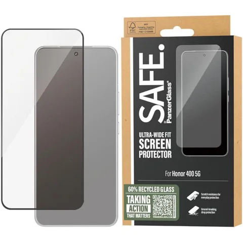 PanzerGlass SAFE Tempered Glass, Edge-to-Edge, Black Case Friendly Smartphone Screen Protector for Honor 400