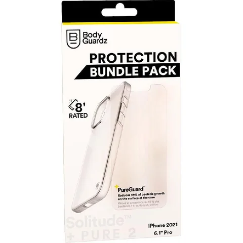 BodyGuardz Premium Protection Solitude Case + Pure2 Screen Protector Smartphone Case Bundle
