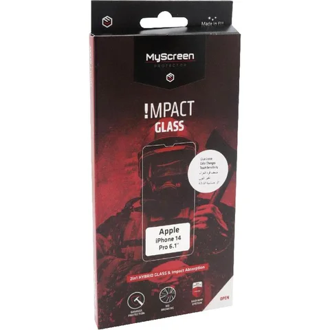 MyScreenPROTECTOR Impact Glass Combination of Glass and Impact Absorption Film Smartphone Screen Protector for iPhone 14 Pro