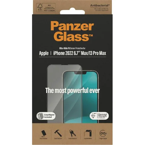 PanzerGlass Ultra-Wide Fit Tempered Glass, Clear Smartphone Screen Protector for iPhone 14 Plus