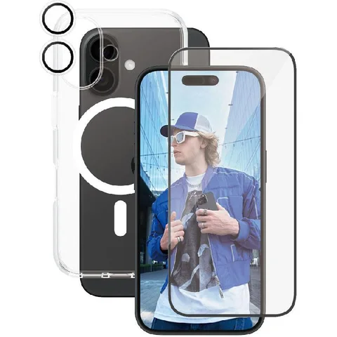 PanzerGlass 3-in-1 Pack CARE MagSafe Case + Ulta-Wide Fit Screen Protector + Hoops Camera Lens Protector Smartphone Case Bundle