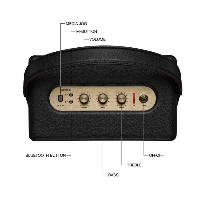 Marshall Kilburn III, Wireless Stereo Speaker- Black-Brass — view 4