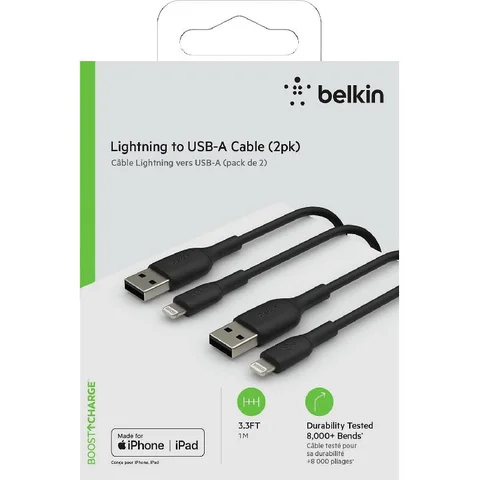 Belkin 2 Pack Lightning to USB Smartphone Sync Cable