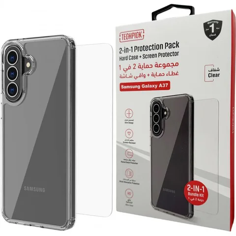 Techpick Clear Case + Tempered Glass Smartphone Case Bundle