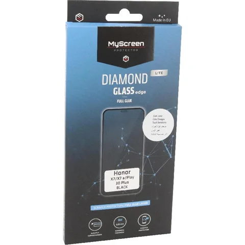 MyScreenPROTECTOR DIAMOND GLASS edge Lite Full Glue, Black Smartphone Screen Protector for Honor X7a