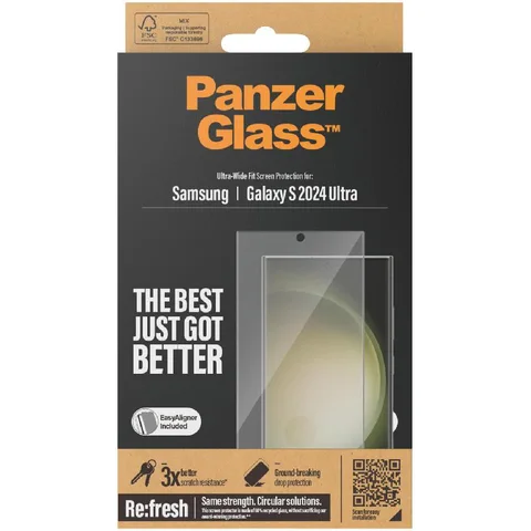 PanzerGlass Ultra-Wide Fit Tempered Glass Smartphone Screen Protector for Samsung Galaxy S24 Ultra