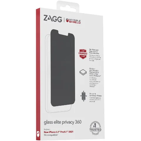 Zagg Invisible Shield Tempered Glass, 2-way Privacy Filter Case Friendly Smartphone Screen Protector for iPhone 14/iPhone 13/iPhone 13 Pro