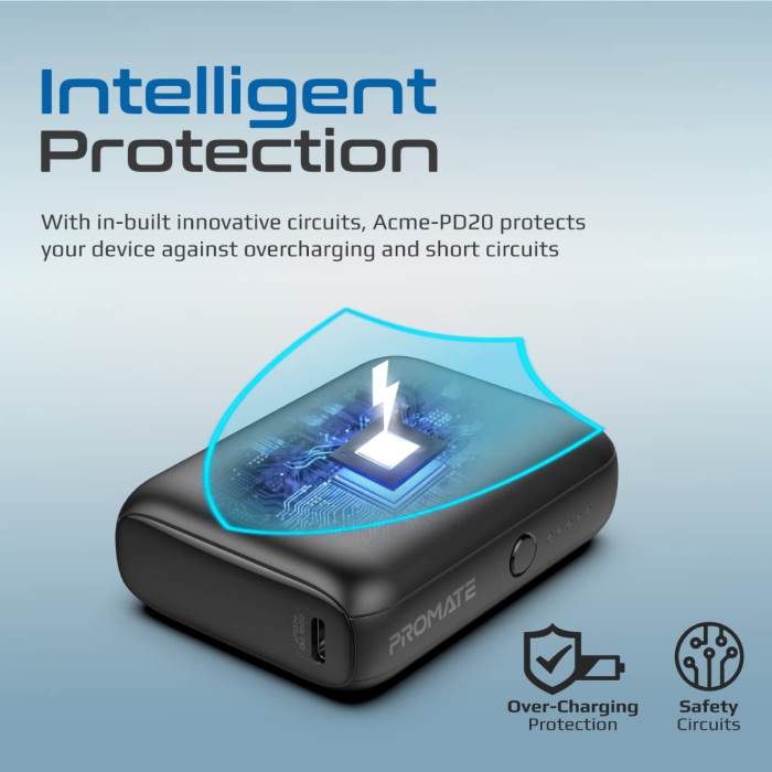 Promate USB-C Power Bank, World’s Smallest 10000mAh Portable Charger With 20W USB-C Power QC 3.0 22.5W Port & Over-Heating Protection Acme PD20, Black - ACME-PD20.BLACK (UAE Delivery Only) — view 2