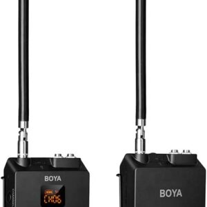BOYA BY-WFM12 VHF Wireless Microphone System Transmitter Receiver with Omni-directional Lavalier Microphone 12 Switchable Frequencies 3.5mm Jack for Smartphone DSLR Camera Camcorder Audio, B08F21L7SY