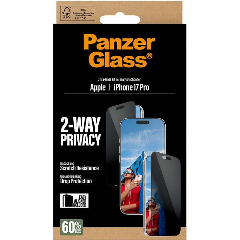 PanzerGlass Ultra-Wide Fit Tempered Glass, Privacy Smartphone Screen Protector for iPhone 17 Pro — view 3