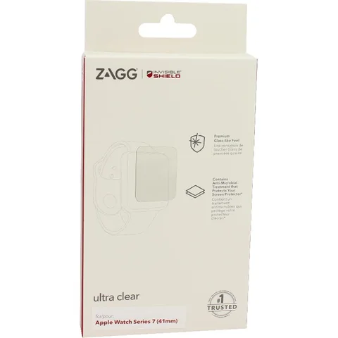 Zagg Invisible Shield Tempered Glass, Edge-to-Edge Smartwatch Screen Protector for Apple Watch Series 8 41/Watch Series 7 41