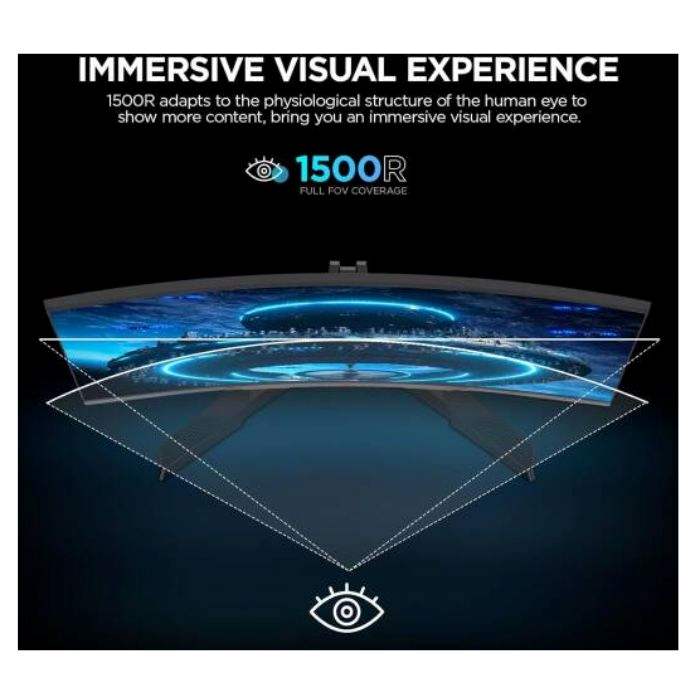 Koorui 24inch FHD 1080P Curved Gaming VA Monitor, 165Hz Refresh Rate, 1MS, Adaptive Sync, HDMI X2 /DP, Black - 24E6CA — view 2