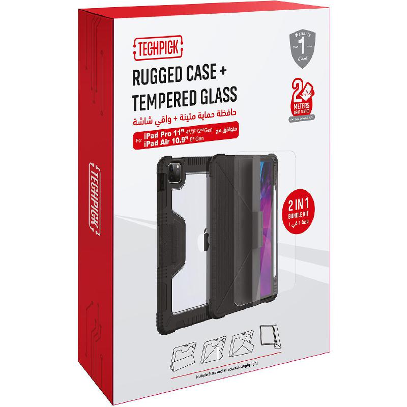 Techpick 2-in-1 Bundle Tablet Case with Screen Protector Black for iPad Pro 11 - 2022/iPad Pro 11 - 2021/iPad Air 10.9 5th Gen — view 2