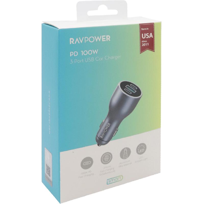RAVPower PD 100W 3-Port Car Charger — view 2