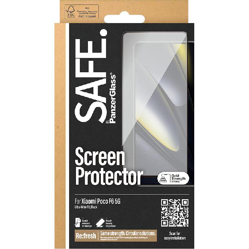 PanzerGlass SAFE Tempered Glass, Edge-to-Edge, Black Case Friendly Smartphone Screen Protector for Xiaomi POCO F6 5G — view 2