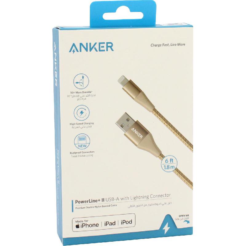 Anker PowerLine+ II Lightning to USB 2.0 Sync & Charge Cable 1.83 m ( 6.00 ft )