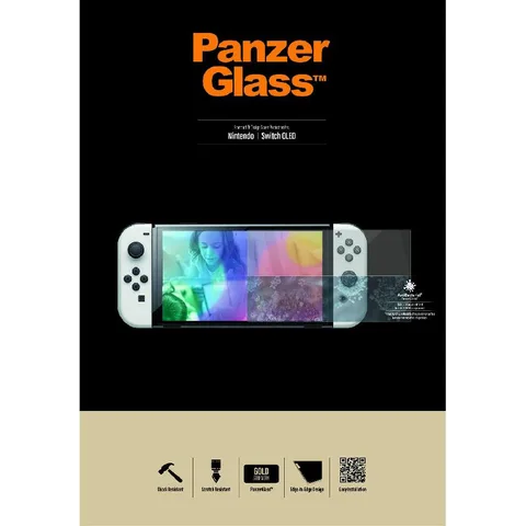 PanzerGlass Rounded Edges, Crystal Clear Gaming Handheld Screen Protector for Nintendo Switch - OLED