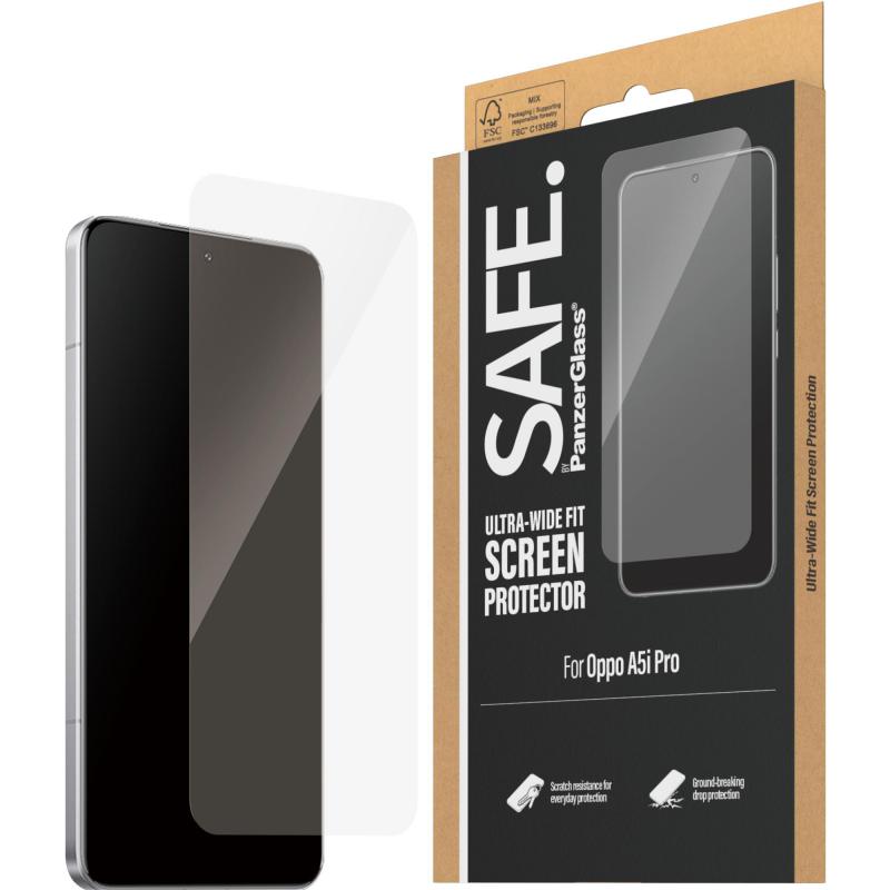 PanzerGlass SAFE Tempered Glass, Edge-to-Edge, Black Case Friendly Smartphone Screen Protector for OPPO A5i Pro