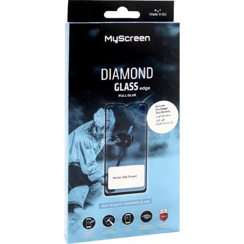MyScreenPROTECTOR DIAMOND GLASS edge Full Glue, Black Smartphone Screen Protector for Honor X9c Smart 5G