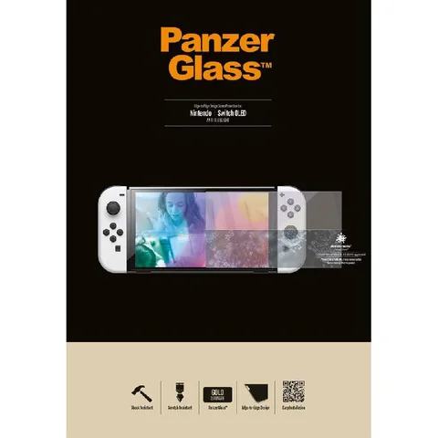 PanzerGlass Anti-Bluelight Rounded Edges, Crystal Clear Gaming Handheld Screen Protector for Nintendo Switch - OLED