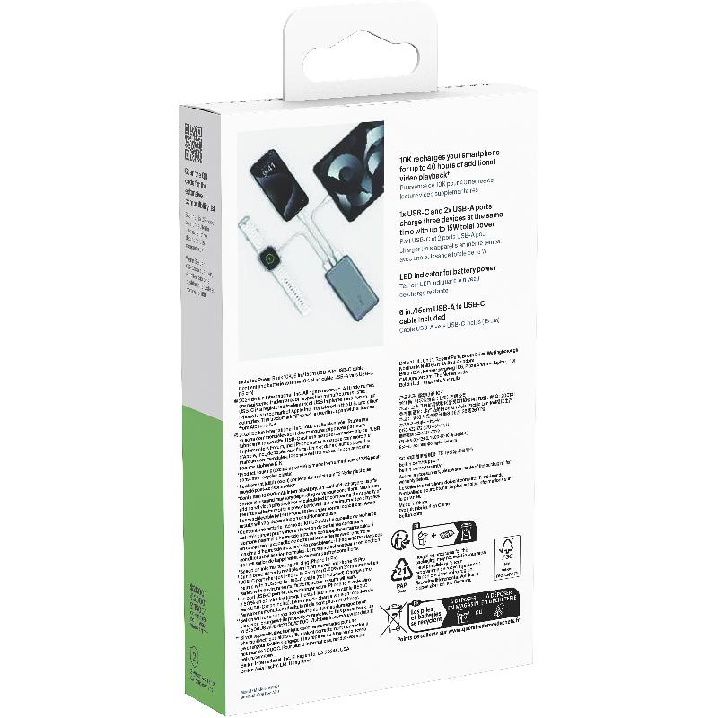 Belkin BoostCharge Power Bank Charger Fast Battery Charging 10000 mAh 3 USB (1X USB-C/2X USB) — view 5