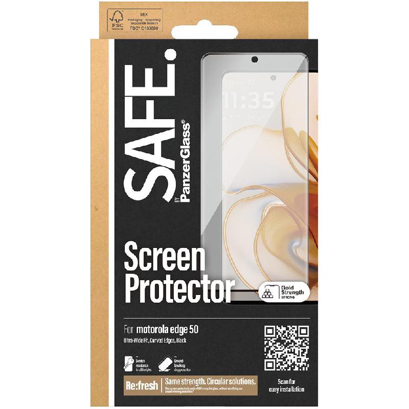 PanzerGlass SAFE Tempered Glass, Edge-to-Edge, Black Case Friendly Smartphone Screen Protector for Motorola edge 50 — view 2