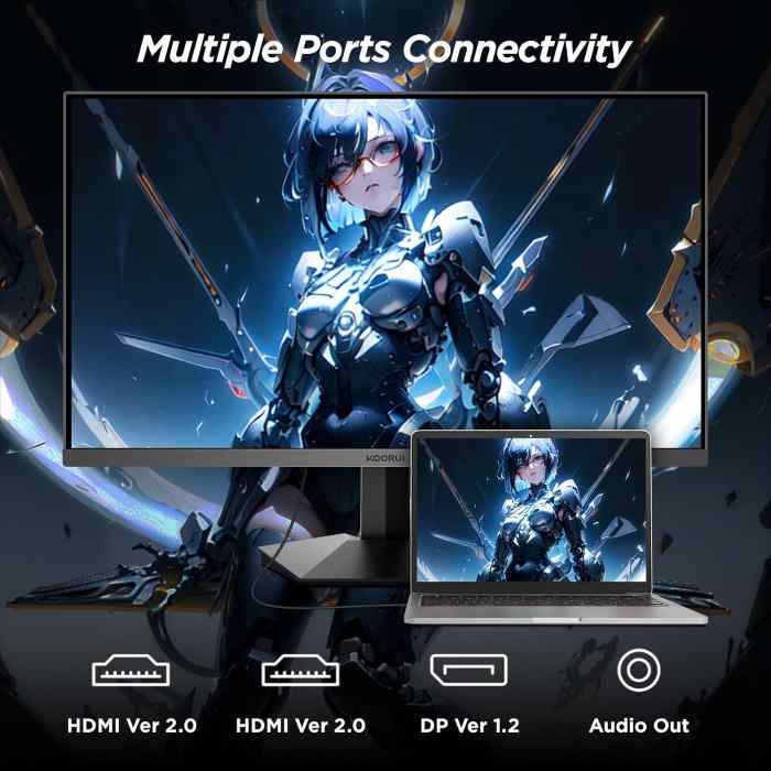 Koorui 27 inch Gaming Monitor, Full HD 1920 x 1080, 165Hz Refresh Rate, IPS, 1MS, HDMI FreeSync & G-Sync Compatible, DisplayPort, Black- 27GN06 — view 5