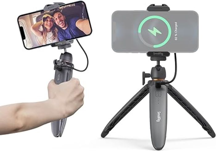 Smallrig Desktop Mini Tripod Phone Tripod Stand Holder with Wireless Charging & Smartphone Holder — view 2