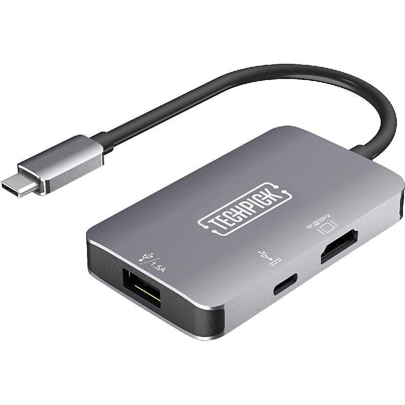 Techpick Multi-port Station 3 Port (1X HDMI/1X USB-C/1X USB-A)