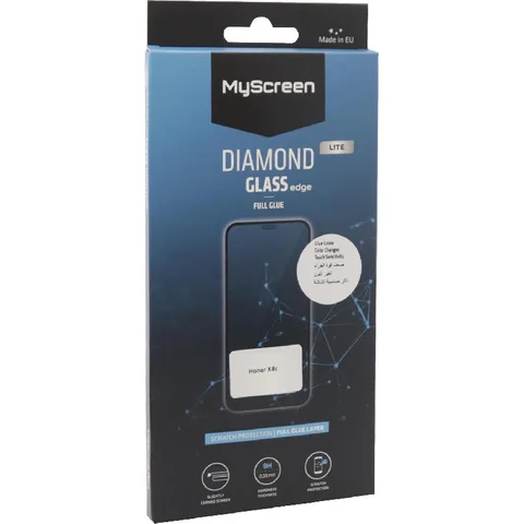 MyScreenPROTECTOR DIAMOND GLASS edge Lite Full Glue, Black Smartphone Screen Protector for Honor X8c