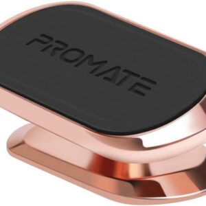 Promate Magnetic Car Phone Holder, Universal Cradleless Stick-On Dashboard Mount with 360-Degree Rotation, MAGNETTO-3.ROSEGOLD