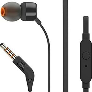 JBL Tune 110, Wired In-Ear Headphones, With JBL Pure Bass Sound, Built-in Microphone- Black