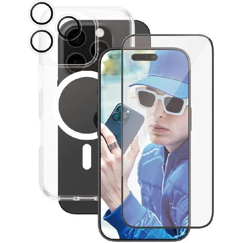 PanzerGlass 3-in-1 Pack CARE MagSafe Case + Ulta-Wide Fit Screen Protector + Hoops Camera Lens Protector Smartphone Case Bundle