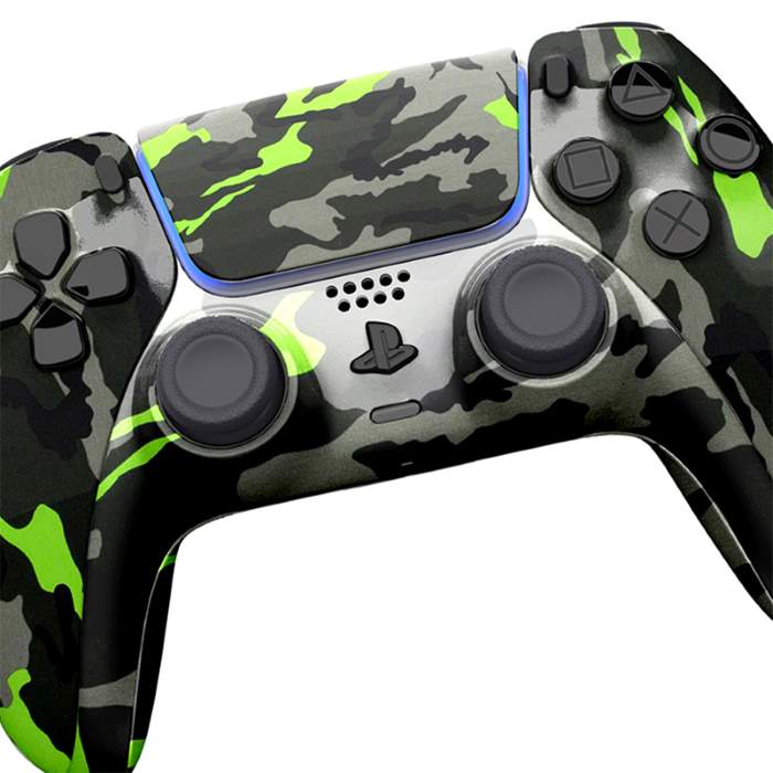 Customized Sony Dual Sense Gaming Controller For Ps5 & Ps5 Slim - Camouflage Neon Green New 2024 Design — view 3