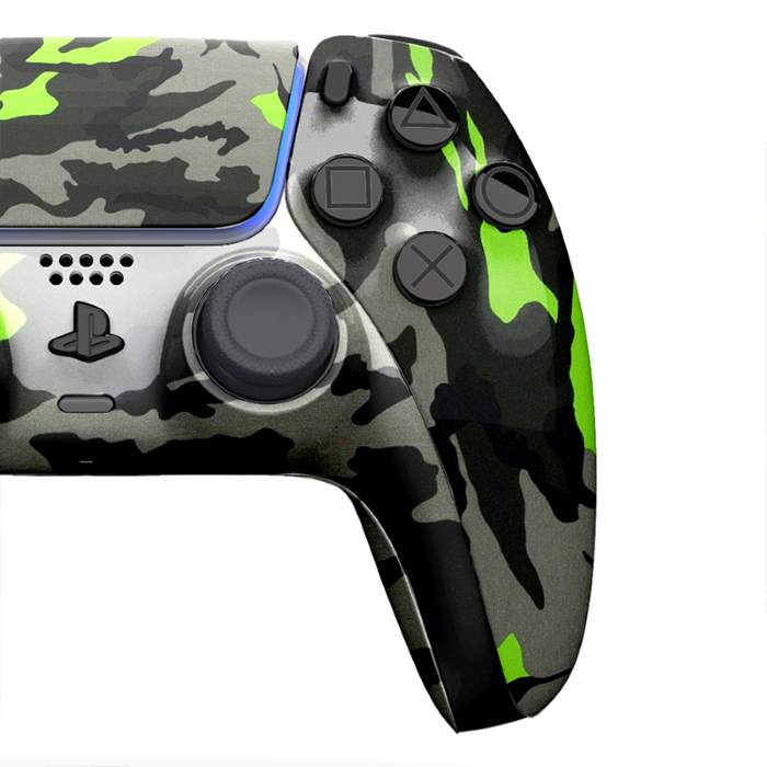 Customized Sony Dual Sense Gaming Controller For Ps5 & Ps5 Slim - Camouflage Neon Green New 2024 Design — view 4