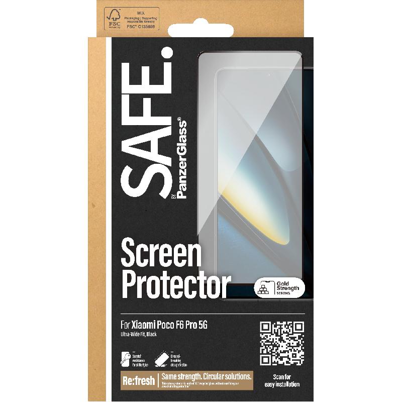 PanzerGlass SAFE Tempered Glass, Edge-to-Edge, Black Case Friendly Smartphone Screen Protector for Xiaomi POCO F6 Pro 5G — view 2