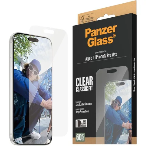 PanzerGlass Classic Fit Tempered Glass, Clear Smartphone Screen Protector iPhone 17 Pro Max
