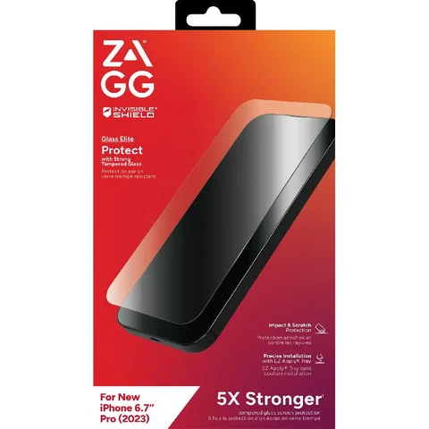 Zagg Invisible Shield Tempered Glass, Clear Case Friendly Smartphone Screen Protector for iPhone 15 Pro Max