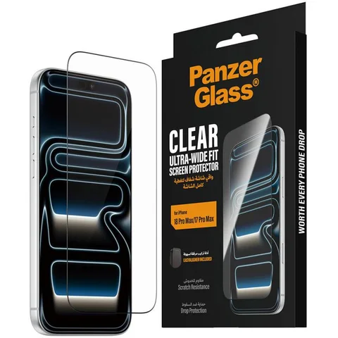PanzerGlass Ultra-Wide Fit Tempered Glass, Clear Smartphone Screen Protector for iPhone 18 Pro Max