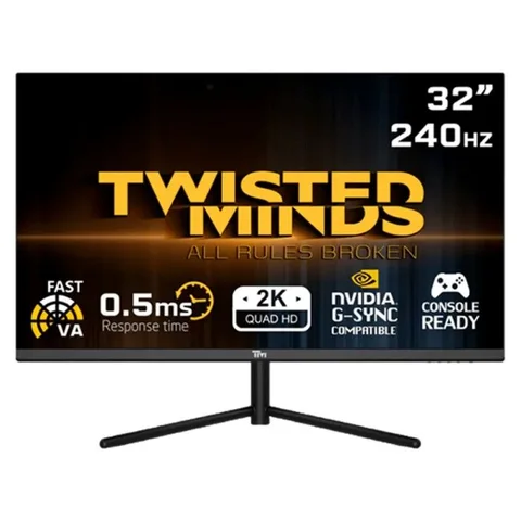 Twisted Minds 32inch QHD 2560X1440 Supreme Series Gaming Monitor, 240Hz, Anti-glare, 0.5ms (MPRT) Response Time, HDMI, DisplayPort, Tilt Adjustable Stand, Black - TM32QHD240VA