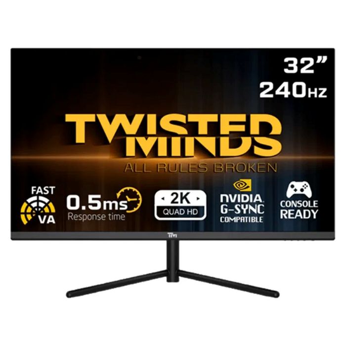 Twisted Minds 32inch QHD 2560X1440 Supreme Series Gaming Monitor, 240Hz, Anti-glare, 0.5ms (MPRT) Response Time, HDMI, DisplayPort, Tilt Adjustable Stand, Black - TM32QHD240VA
