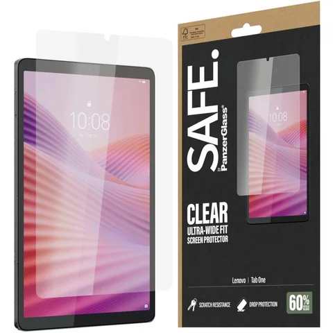 PanzerGlass SAFE Super+ Glass, Standard Fit Tablet Screen Protector for Lenovo Tab One 8.7"