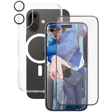 PanzerGlass 3-in-1 Pack CARE MagSafe Case + Ulta-Wide Fit Screen Protector + Hoops Camera Lens Protector Smartphone Case Bundle